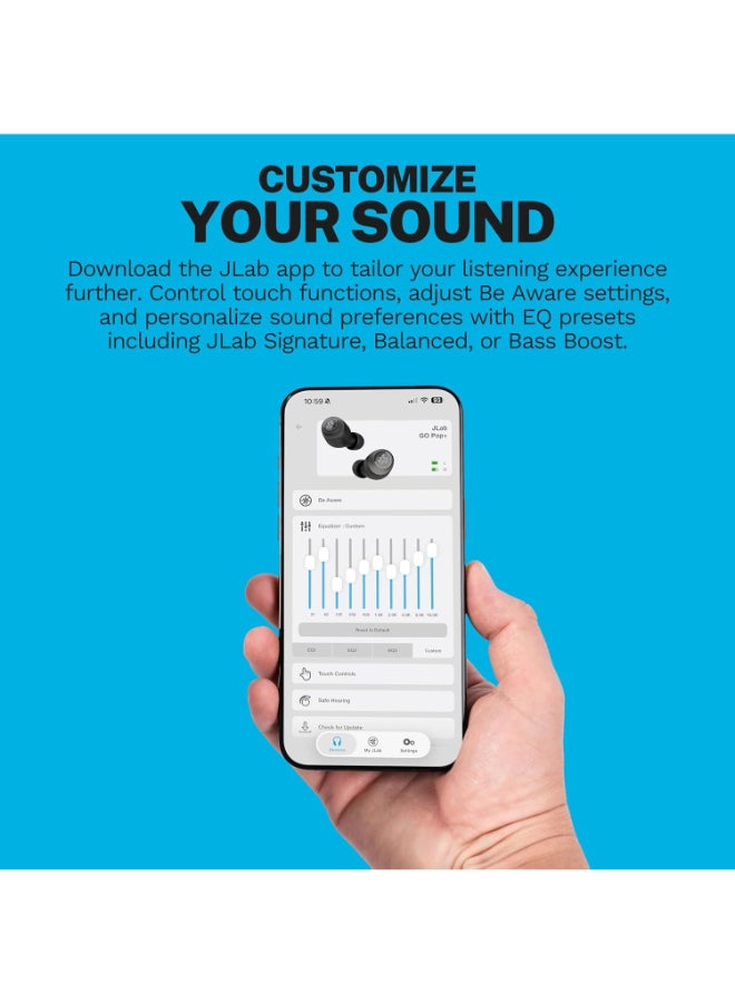 Jlab Go Pop+ True Wireless Earbuds, In Ear Headphones, Bluetooth Earphones, 35H Playtime Ear Buds, Bluetooth Earbuds with Microphone, USB-C Charging Case, Dual Connect, EQ3 Sound black - Image 2