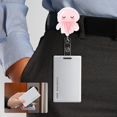 Kdgtewq 2Pcs Funny Jellyfish Badge Reel Retractable for Nurse, Doctor, Medical Worker Nursing Student | Cute Pediatric Nurse ID Name Badge Holder with 24” Durable Nylon Retractable Cord Alligator Clip - Image 5