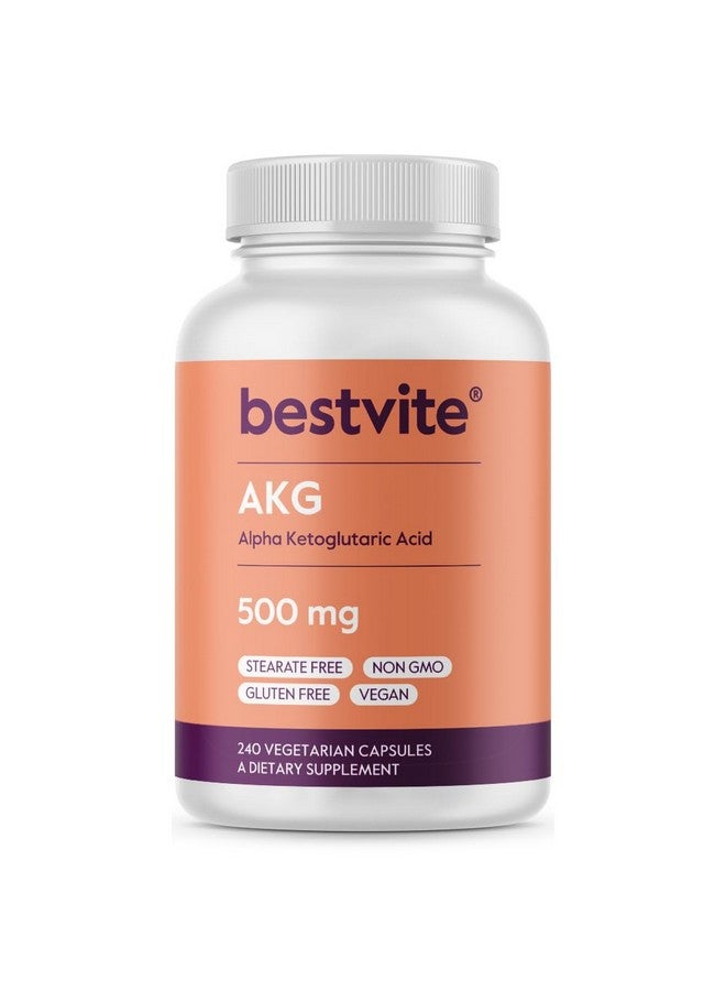 BESTVITE AKG (Alpha Ketoglutaric Acid) 1000mg per Serving (240 Vegetarian Capsules) - No Stearates - Vegan - Non GMO - Gluten Free - AKG Supplement - Image 1