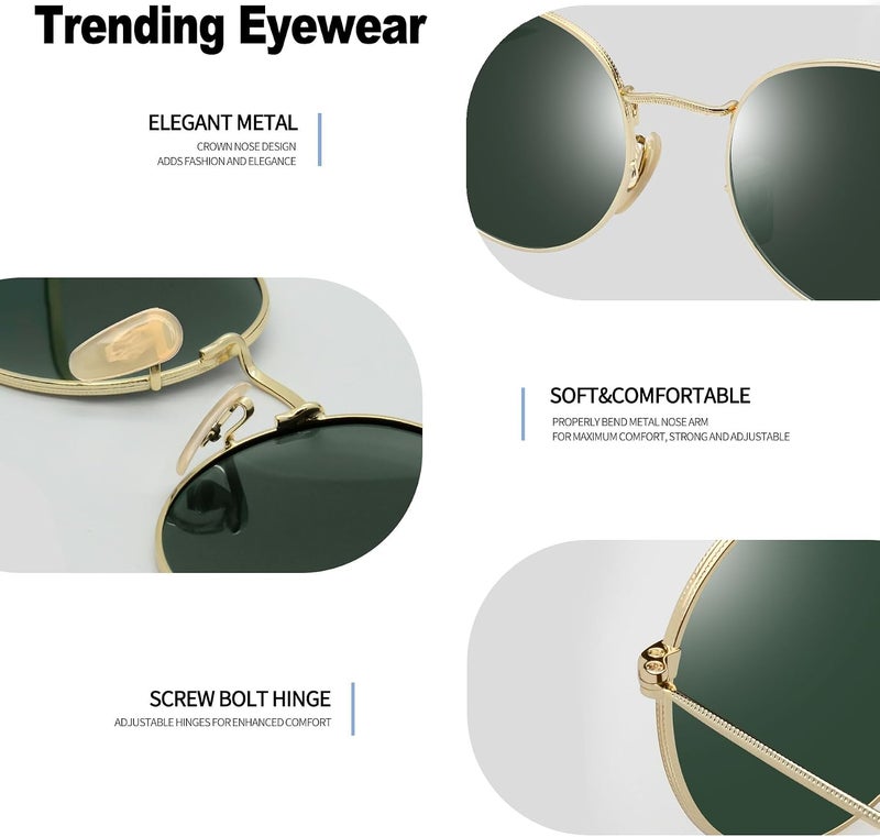 Joopin Vintage Round Sunglasses Men Women Polarized UV400 Protection Metal Frame Circle Oval Retro Sun Glasses Unisex Unisex - Image 5