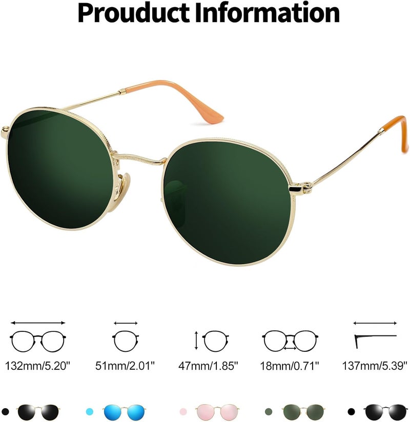 Joopin Vintage Round Sunglasses Men Women Polarized UV400 Protection Metal Frame Circle Oval Retro Sun Glasses Unisex Unisex - Image 4