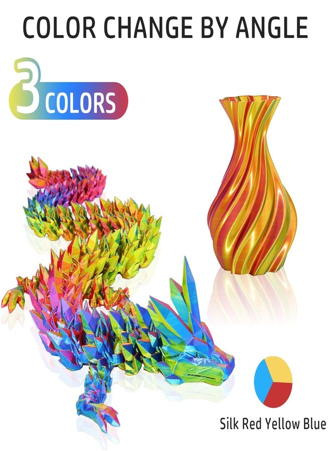 LOVOON 3D Printer Filament, Tri-Color Coextruded PLA Filament 1.75mm, Silk PLA Red-Yellow-Blue, +/-0.02mm, 1kg/2.2lbs - Image 3