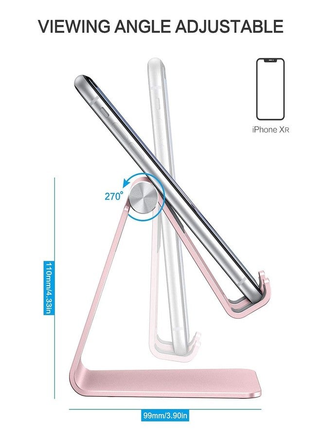 OMOTON Adjustable Cell Phone Stand, C2 Aluminum Desktop Phone Holder Dock Compatible with iPhone 15 14 13 Xs XR 8 Plus 7 6, Samsung Galaxy, Google Pixel, Android Phones, Rose Gold - Image 3