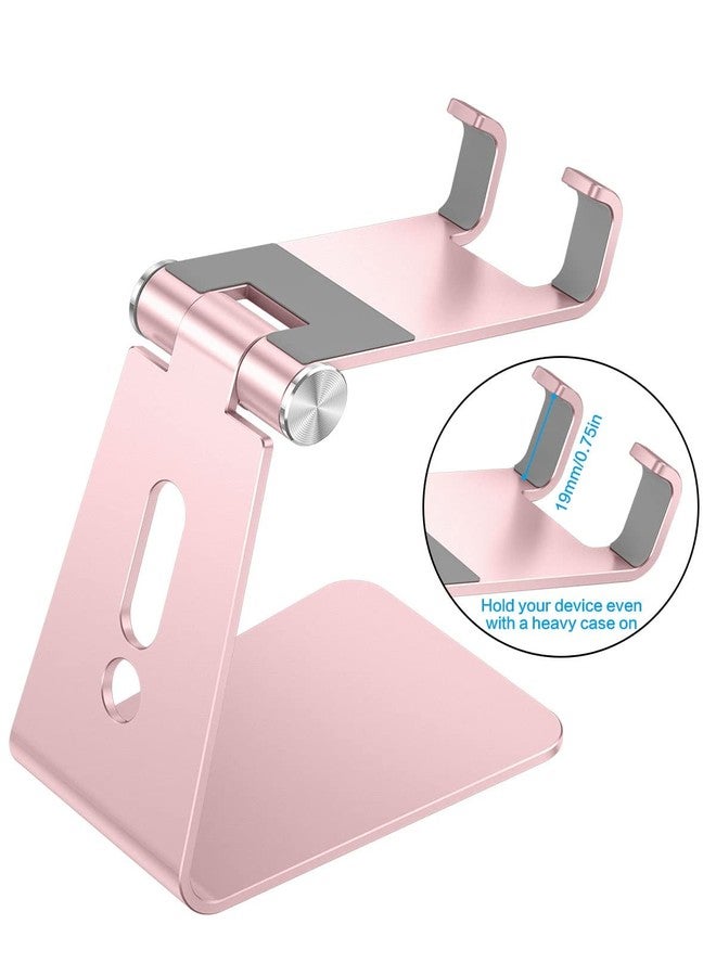 OMOTON Adjustable Cell Phone Stand, C2 Aluminum Desktop Phone Holder Dock Compatible with iPhone 15 14 13 Xs XR 8 Plus 7 6, Samsung Galaxy, Google Pixel, Android Phones, Rose Gold - Image 2