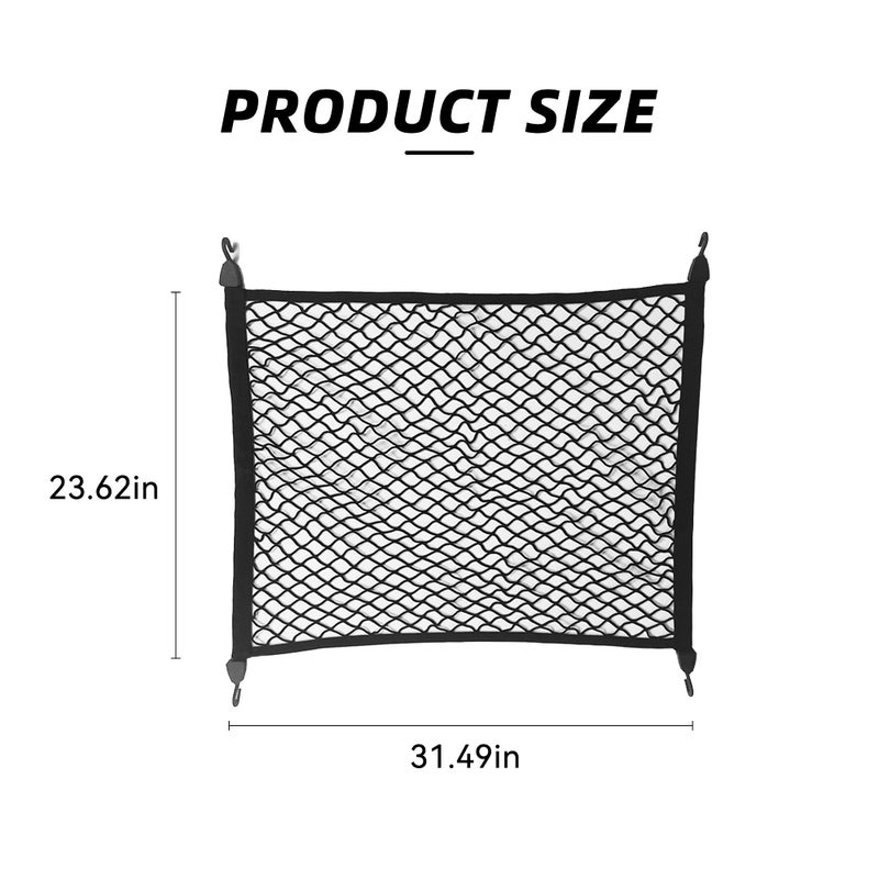 Tioollev Elastic Cargo Net for SUV,Adjustable Elastic Trunk Mesh Nets with Hook Universal for SUV - Organizer 32" x 24" Stretch to 63"x43",Truck Bed Tailgate Netting Accessories (31.5 * 24inch) - Image 2