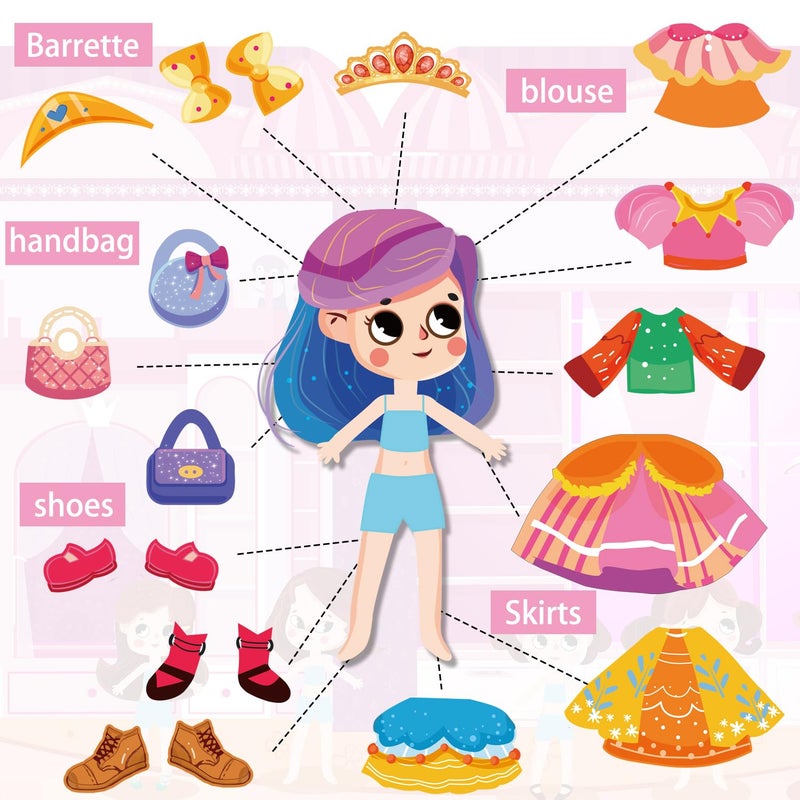 Kalysky Dress Up Sticker Books for Girls Ages 2-4 4-8, Reusable Puffy 3D Sticker Books for Toddlers 2-4 Years, Include Princess Mermaid Fairy and Fashion Girl,Activity Book for Toddlers 1-3 - Image 4