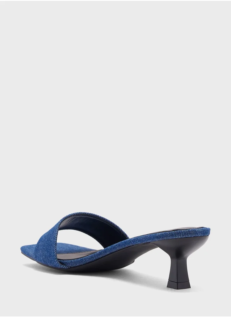 ELLA One Strap Low Heel Mule Sandal