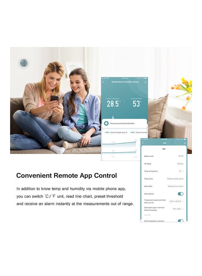NIBEMINENT Wireless Thermometer Hygrometer White 6.20X5.00X6.20cm - Image 3