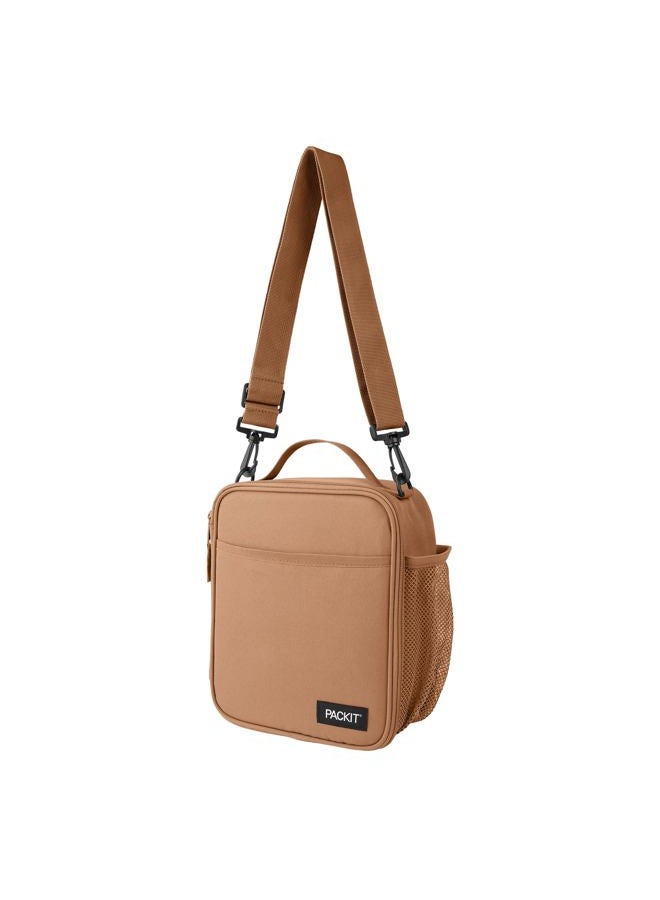 PACKIT ® Freezable Crossbody Lunch Box, Almond, Built with ECOFREEZE® Technology, Fully Freezable, Collapsible, Reusable, With Top Handle, Front Slip Pocket. Effortlessly Carry, Fresh Every Time. - Image 5