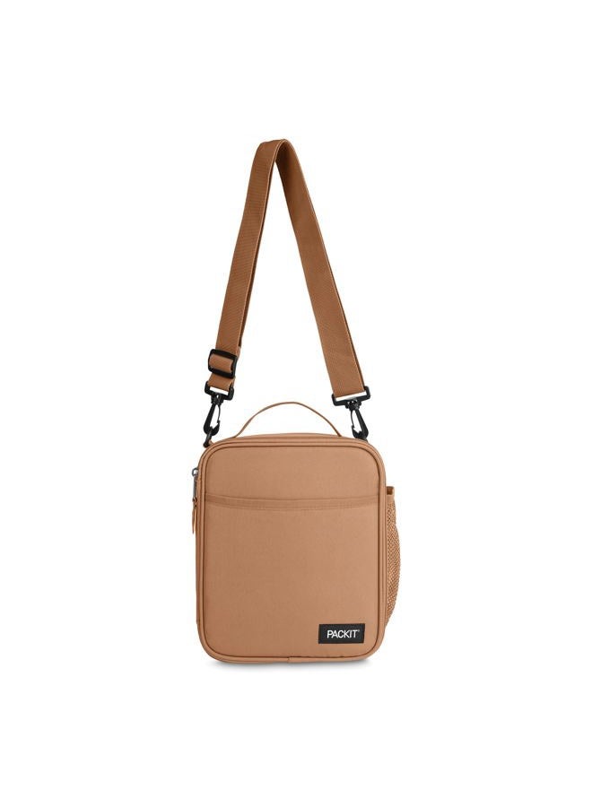 PACKIT ® Freezable Crossbody Lunch Box, Almond, Built with ECOFREEZE® Technology, Fully Freezable, Collapsible, Reusable, With Top Handle, Front Slip Pocket. Effortlessly Carry, Fresh Every Time. - Image 4