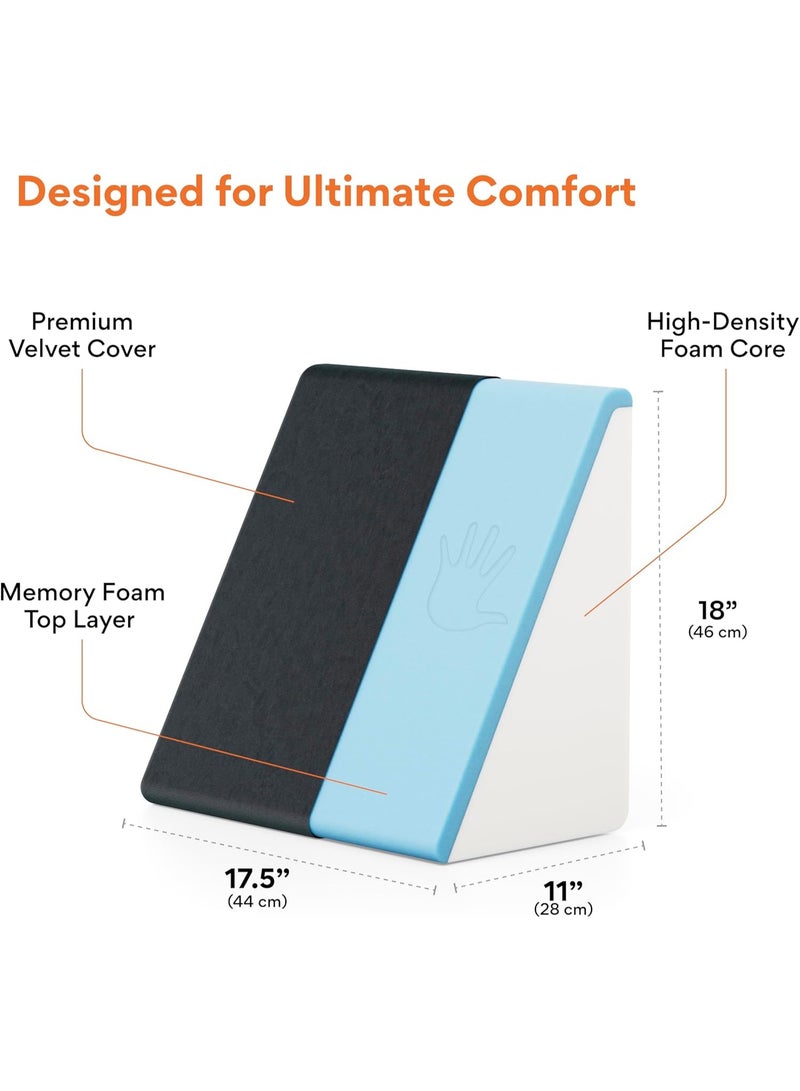 فوفيرا وسادة إسفينية للسرير، دعامة ظهر من إسفنج الذاكرة التقويمي للسرير، لعلاج ارتجاع المريء، والشخير، ومرض الارتجاع المعدي المريئي، ورفع الساق (رمادي غامق، 18 طول × 17.5 عرض × 11 ارتفاع بوصة) - Image 2