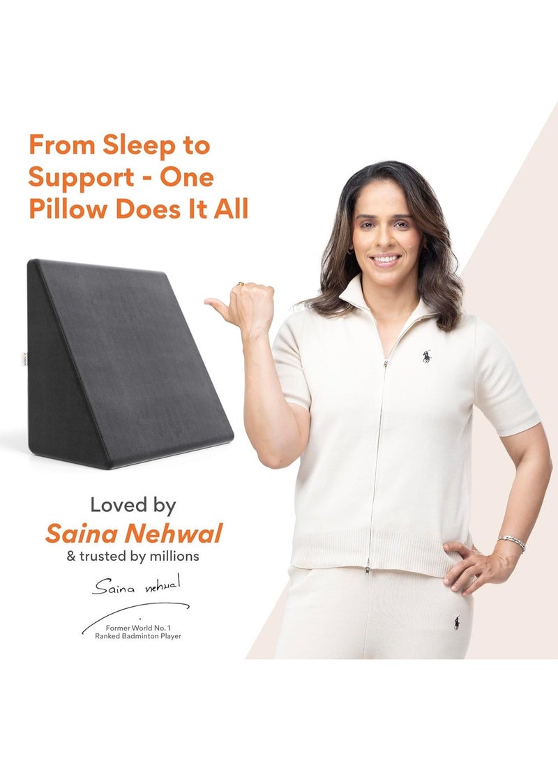FOverA Wedge Cushion Pillow for Bed, Orthopedic Memory Foam Back Support for Bed, for Acid Reflux, Snoring, GERD, Leg Elevation (Dark Grey, 18L x 17.5W x 11H Inch) - Image 5