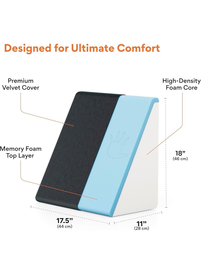 FOverA Wedge Cushion Pillow for Bed, Orthopedic Memory Foam Back Support for Bed, for Acid Reflux, Snoring, GERD, Leg Elevation (Dark Grey, 18L x 17.5W x 11H Inch) - Image 2