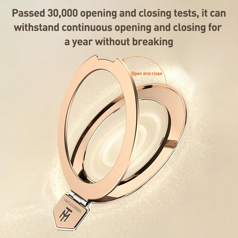 erorex For iPhone 13 Pro Max Borderless MagSafe Ring Holder Plain Leather Phone Case(Gold) - Image 4