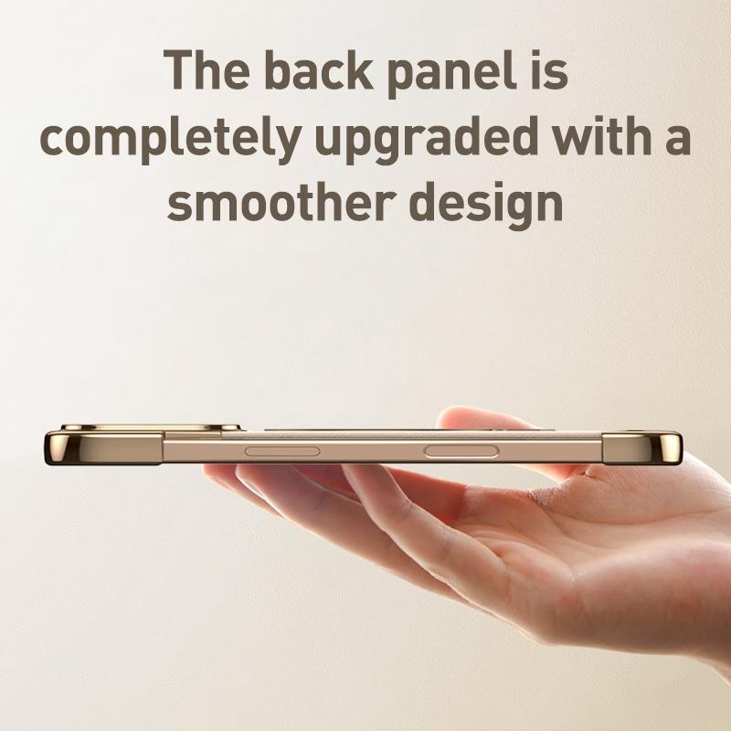 erorex For iPhone 13 Pro Max Borderless MagSafe Ring Holder Plain Leather Phone Case(Gold) - Image 3