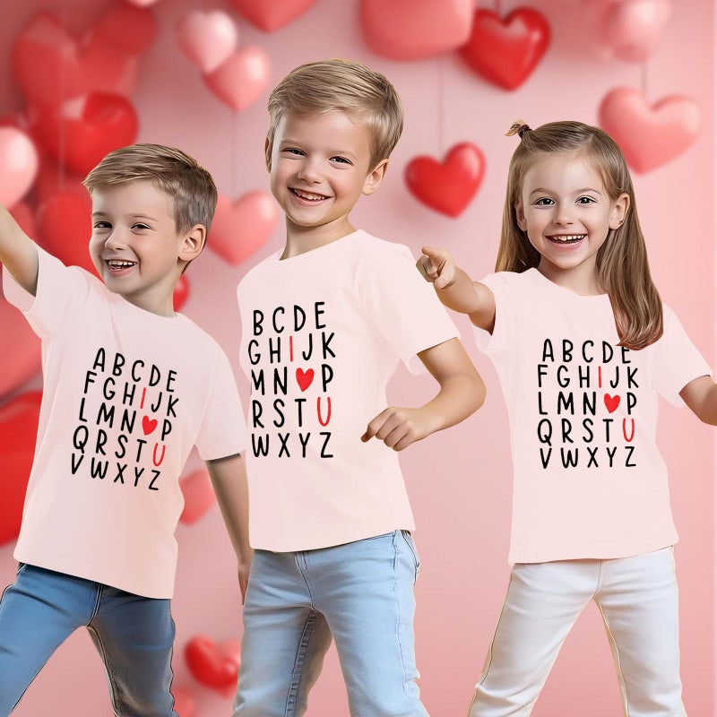 Grezea Kids Valentines Shirtï¼šValentine Cute Love Heart Graphic T-Shirt Valentine's Day Outfit Love Heart Tee Pink - Image 5