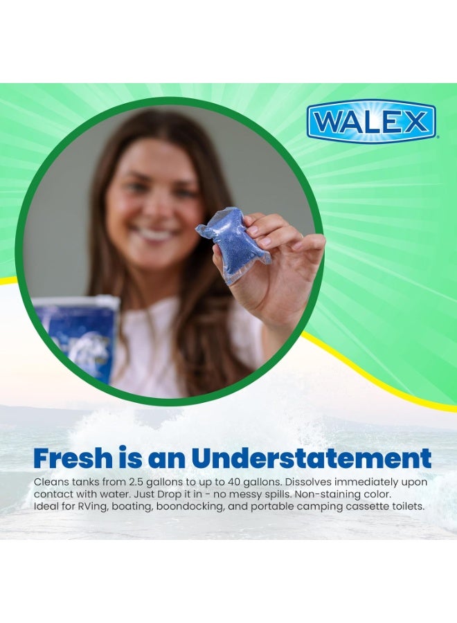 WALEX Walex Porta-Pak Black Holding Tank Deodorizer & Portion Control System Drop-Ins - Rapid Breakdown of Waste & Paper, Odor Prevention, Cleans Tank & Sensors - Fresh Scent, 10-Pack  - Image 3