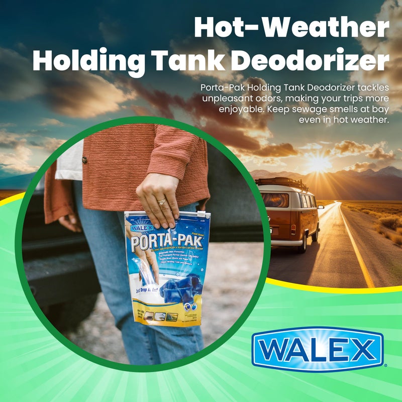 Walex Porta-Pak Black Holding Tank Deodorizer & Portion Control System Drop-Ins - Rapid Breakdown of Waste & Paper, Odor Prevention, Cleans Tank & Sensors - Fresh Scent, 10-Pack - Image 2