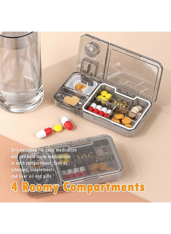 Generic - حافظات حبوب الدواء ومقسماتها، منظم حبوب الدواء مع قاطعة حبوب الدواء وكسارة، 3 في 1 متعددة الوظائف لتقسيم حبوب الدواء وتقطيعها، علبة حبوب الدواء المحمولة للسفر لتخزين حبوب الدواء وطحنها وتقطيعها - Image 1
