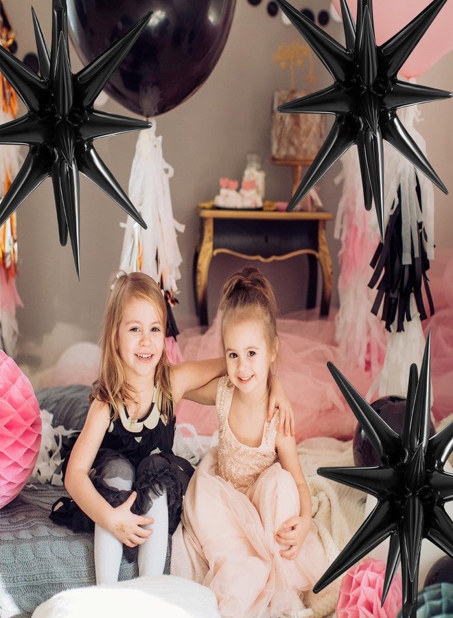 Hungdao 6 Pcs Large Star Balloons 27 Inch Starburst Spike Foil Explosion Balloons 14 Point Star Cone for Birthday Wedding Anniversary Halloween Christmas Backdrop Party Decorations(Black) - Image 3