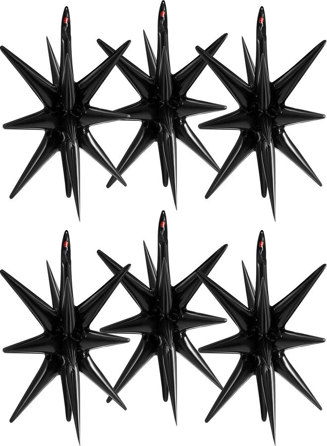 Hungdao 6 Pcs Large Star Balloons 27 Inch Starburst Spike Foil Explosion Balloons 14 Point Star Cone for Birthday Wedding Anniversary Halloween Christmas Backdrop Party Decorations(Black) - Image 1