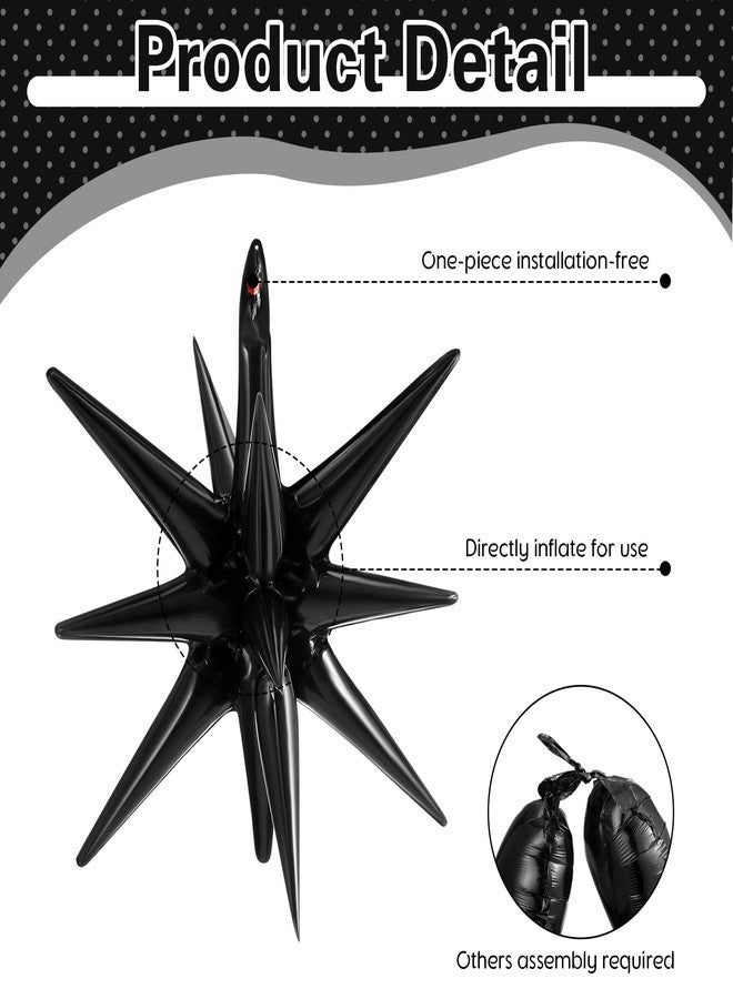 Hungdao 6 Pcs Large Star Balloons 27 Inch Starburst Spike Foil Explosion Balloons 14 Point Star Cone for Birthday Wedding Anniversary Halloween Christmas Backdrop Party Decorations(Black) - Image 5
