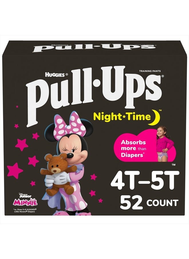 Pull-Ups Girls' Night-Time Potty Training Pants, Size 4T-5T Overnight Training Underwear (38-50 lbs), 52 Ct  - Image 1