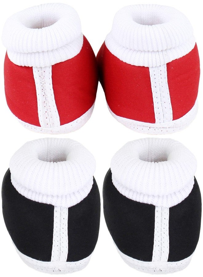 Neska Moda Baby Unisex Set Of 2 Pair Booties for 0 to 6 Months (Red,Black) -BT380andBT382 - Image 3