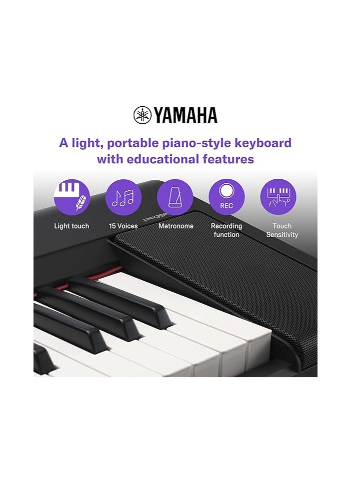 YAMAHA - لوحة مفاتيح محمولة على شكل بيانو من ياماها NP-35B مكونة من 76 مفتاحًا - باللون الأسود - Image 1