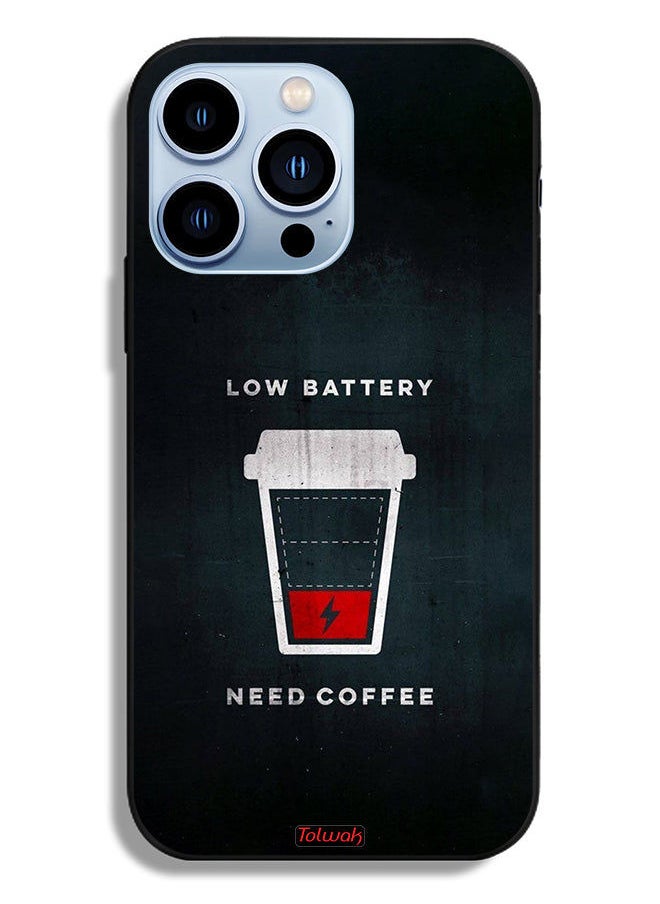 Tolwak Apple iPhone 13 Pro Protective Case Low Battery Need Coffee  - Image 2