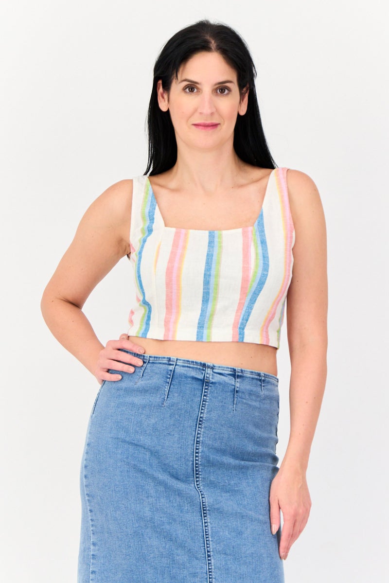Hurley Women Stripe Sleeveless Tank Top, Multicolor - Image 1