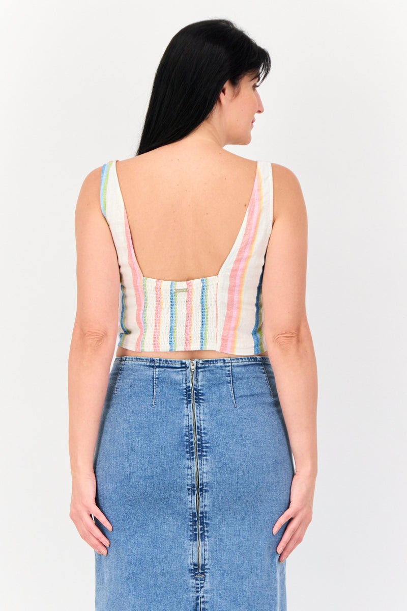 Hurley Women Stripe Sleeveless Tank Top, Multicolor - Image 3
