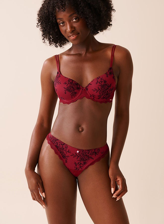La Vie en Rose Lightly Lined Microfiber and Lace Bra - Image 4