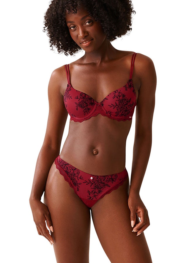 La Vie en Rose Lightly Lined Microfiber and Lace Bra - Image 1