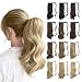 Sofeiyan Curly Ponytail Extension 15 Inch Heat Resistant Synthetic Natural Wavy Hairpiece Wrap Around Pony Tail Hair Extensions for White Black Women Hair Piece, Light Ash Brown & Bleach Blonde - Image 2