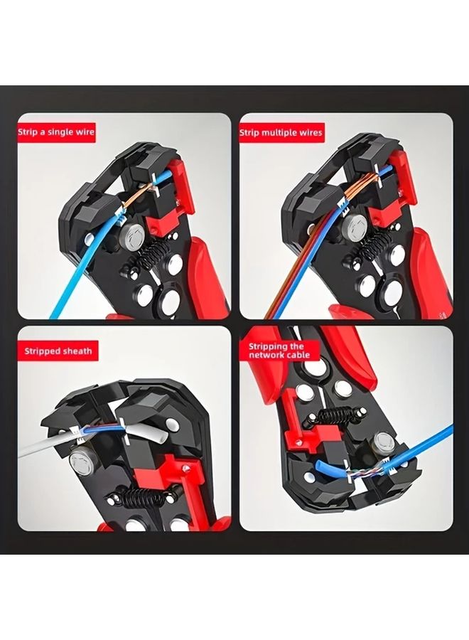 1PC Automatic Wire Stripping Pliers Multifunctional Cable Cutter Crimper with Ergonomic Red Rubber Handle Adjustable Gauge Setting for Precision Stripping Cutting and Secure Crimping Professional Electrician Tool Yellow - Image 3
