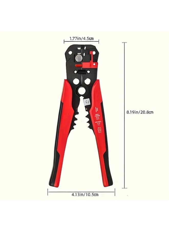 1PC Automatic Wire Stripping Pliers Multifunctional Cable Cutter Crimper with Ergonomic Red Rubber Handle Adjustable Gauge Setting for Precision Stripping Cutting and Secure Crimping Professional Electrician Tool Yellow - Image 4