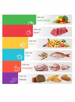 KASTWAVE 6 Pack Flexible Plastic Cutting Board Mats Colored Mats With Food Icons BPA-Free Non-Porous Gripped Back and Dishwasher Safe  - Image 2