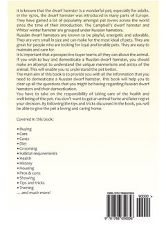 Zoodoo Publishing Russian Dwarf Hamster . s as pets.. book including care, pros and cons, housing, cost, diet and health.