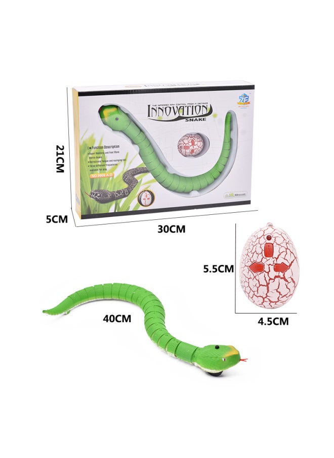 Simulation Remote Control Snake Animal Model Electric Induction Remote Control Cockroach Trick Toy A Generation Of Hair-Color:Remote Control Green Snake  - Image 1