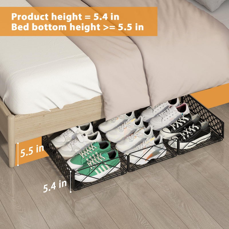 NADAMOO Large Under Bed Storage with Wheels, Low Profile Rolling Under Bed Storage Containersï¼ŒFoldable Metal Under the Bed Organizer Bins for Bedroomï¼Œ2 Packs - Image 4