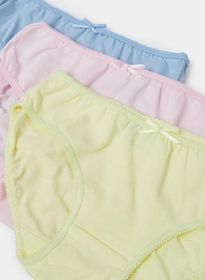 ستايلي Girls Pack of 3 - Cotton Blend Briefs with Bow Detail