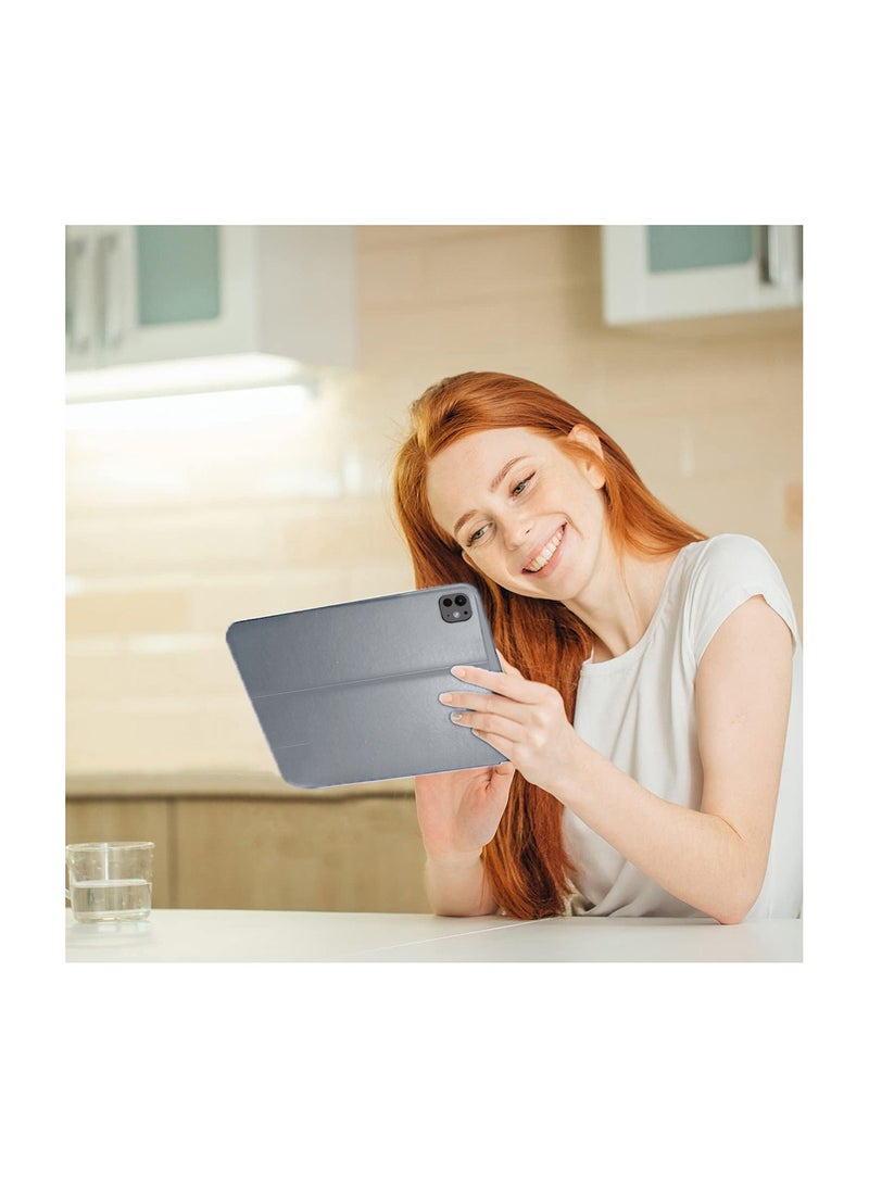 Wtech Apple iPad Pro 13 5G 2024 (7th Generation M4) 13 Inch / Apple iPad Pro 13-inch (M5) Classic PU Leather Trifold Stand Flip Case Cover - Grey - Image 5