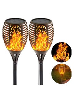 Generic Solar Flame Waterproof LED Lights for Outdoor Decor 2 Pack Solar Powered Pathway Lights With Dancing Glow Auto On Off Security Torch Light For Pathway Patio Yard Garden  - Image 1