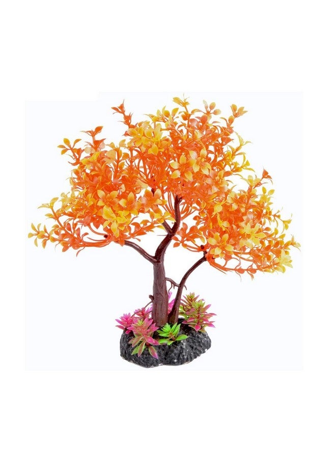 Saim Plastic Plants Artificial Orange Yellow Tree for Fish Tank Decorations Aquarium Decor Bonsai Ornament 8.6" Height - Image 1
