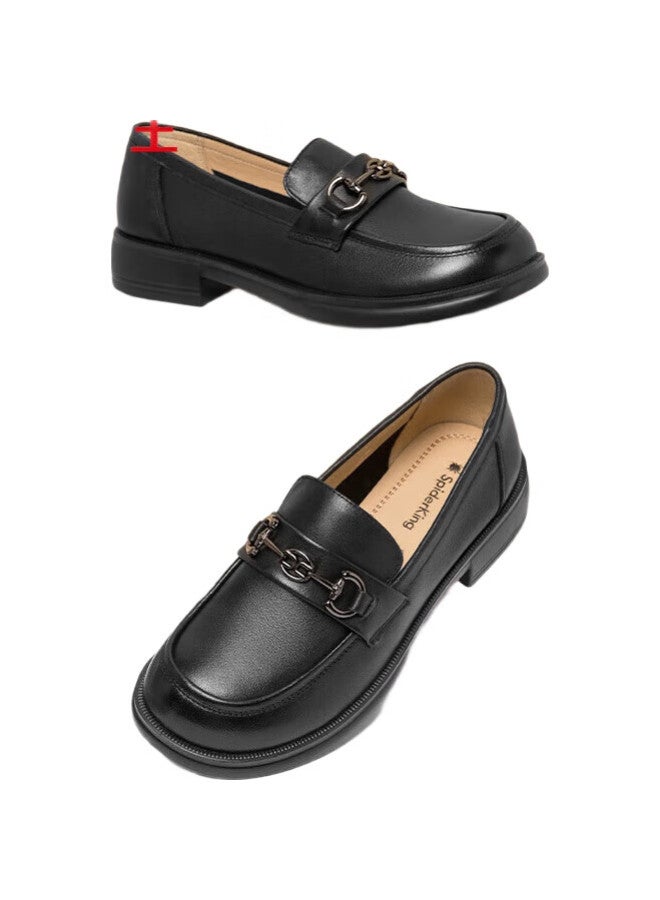 Spider King Loafers For Women, Thick-Soled Horse Bit Buckle, Soft-Soled Casual Slip-On Shoes, British Style Versatile Leather Shoes, Black, Size 36 - Image 3