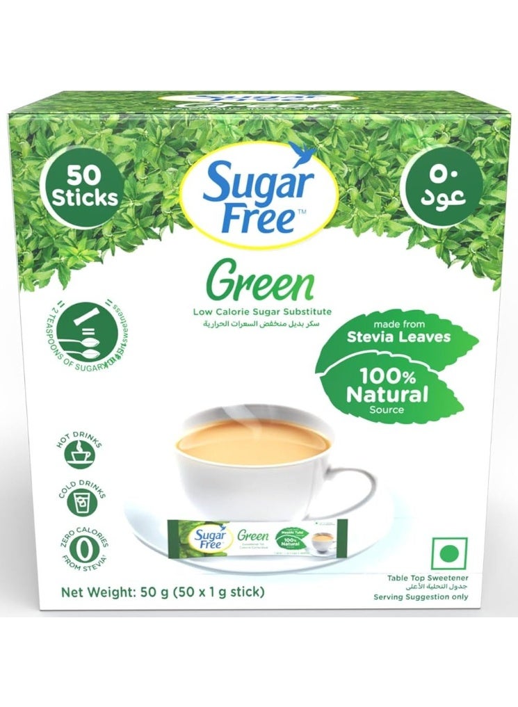 Sugar Free Natura Sweetner 100% Plant Based Natural Sweetener 100% Natural Stevia Leaves Sweet Like Sugar But With Zero Calories 50 Sticks 50G - Image 1