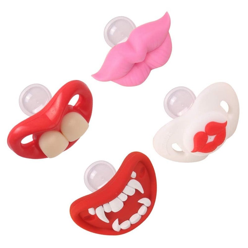 Funny Baby PacifiersLips Pacifiers for Babies 318 MonthsBaby Teeth and Vampire Pacifier Funny Pacifiers for Boys and Girls BPA Free