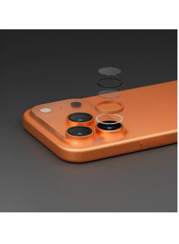 LEVELO iPhone 17 Pro / 17 Pro Max Lens Protector / Scratch Resistant / Lucent Duo Lens Protector With 99% Transmittance / Lens Protector with 2x Titanium Alloy - Orange - Image 4