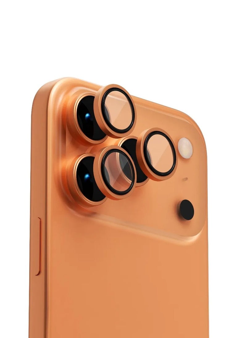 LEVELO iPhone 17 Pro / 17 Pro Max Lens Protector / Scratch Resistant / Lucent Duo Lens Protector With 99% Transmittance / Lens Protector with 2x Titanium Alloy - Orange - Image 1